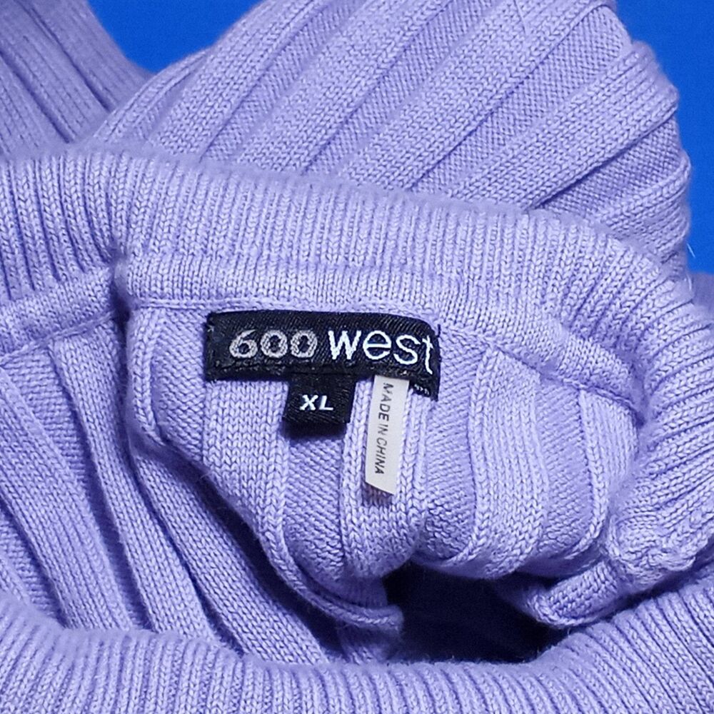 600 West TurtleNeck Sweater Size Large Blue #048 - Picture 3 of 3